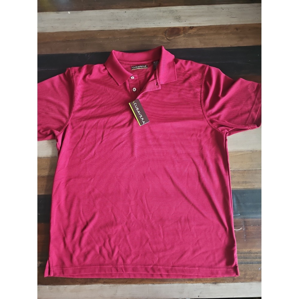 Cubavera Men Polo Shirt XL Burgundy Red Texture Performance Short Sleeve NWT0064